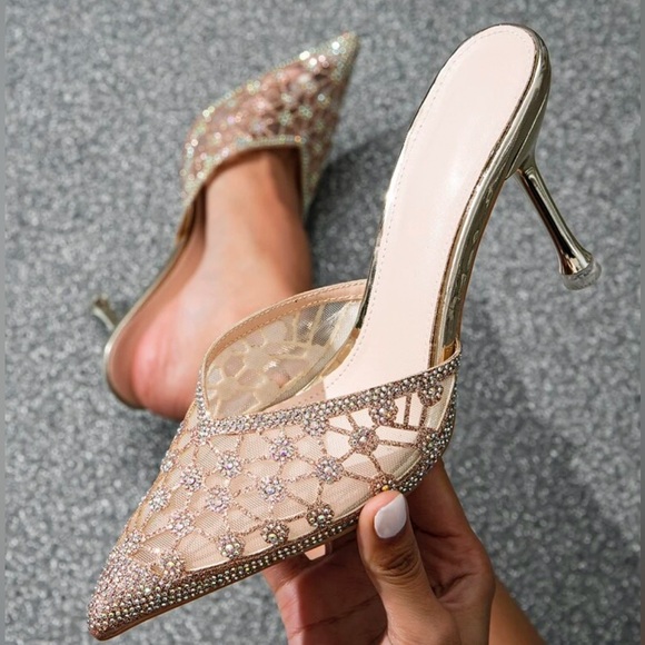 Crystal Embellished Mule Kitten Heel - Picture 2 of 5